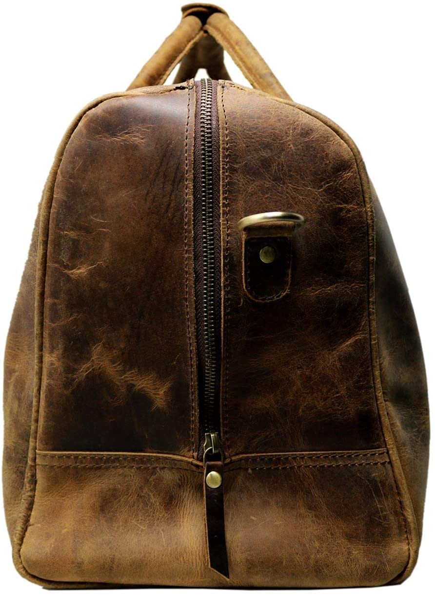 20" Buffalo Leather Duffle Bag Travel Carry-on Luggage Overnight Gym Bag - Image 3