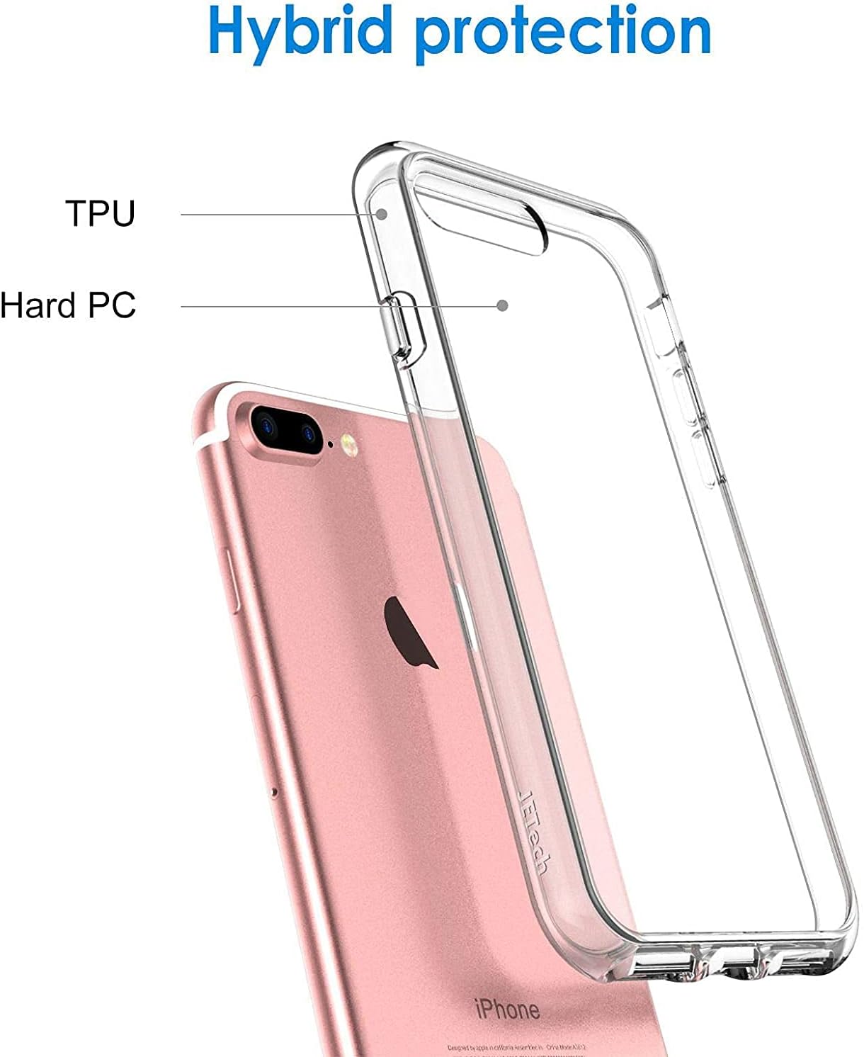 Case for iPhone 8 Plus and iPhone 7 Plus 5.5", Non-Yellowing Shockproof (Clear) - Image 3