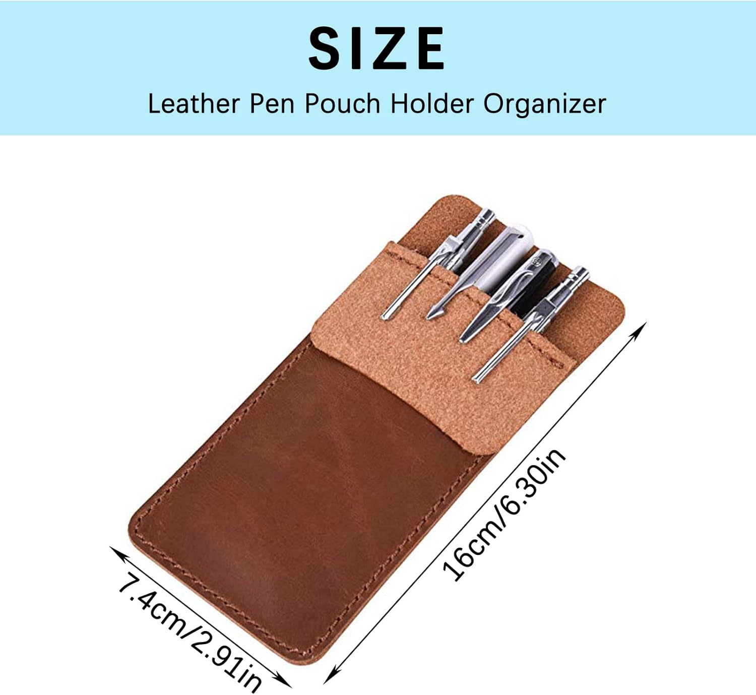 4 Packs Pocket Protector, Multi-Purpose Leather Pen Pouch Holder Organizer - Image 2