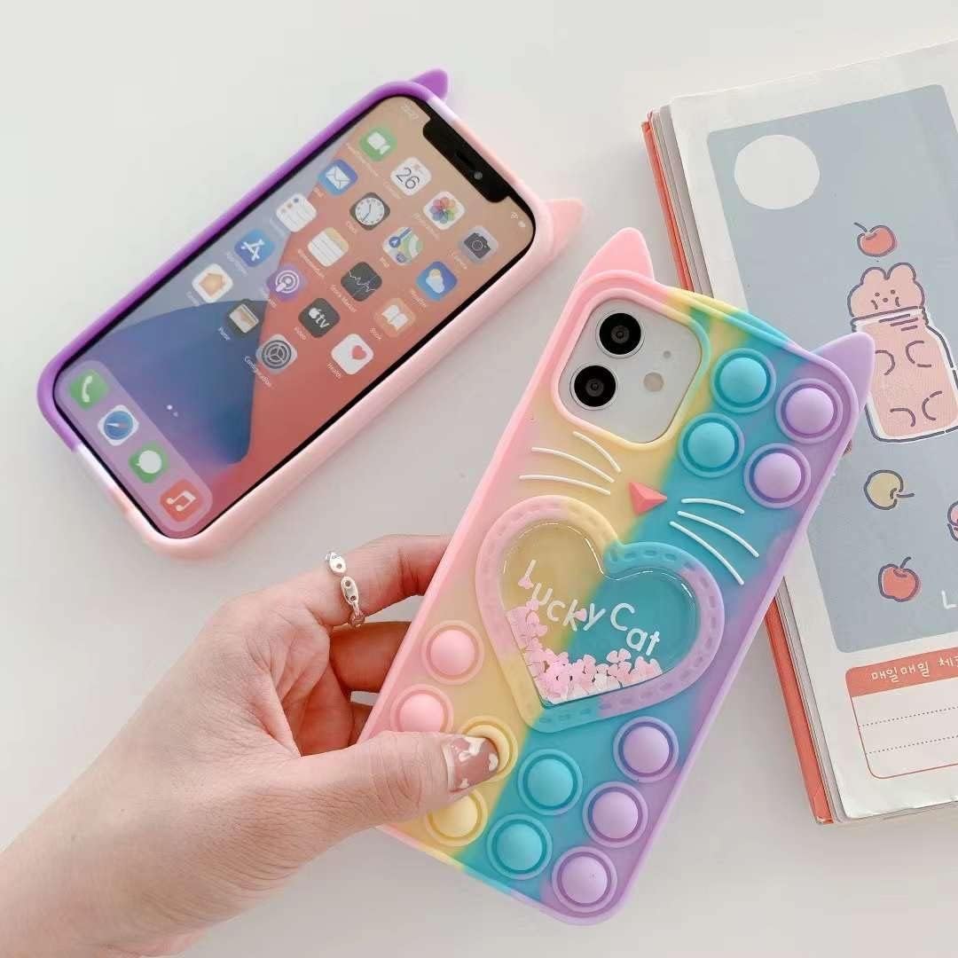 iPhone X/XS, Cute Cartoon Lucky Cat Shockproof Silicone Case - Image 3