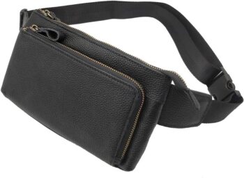 Leather Fanny Pack Waist Bag for Men Travel Hiking, Running, Hip Bum Belt