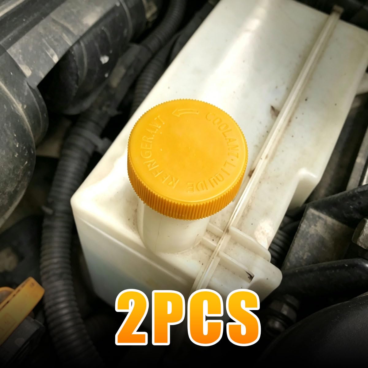 2 Pack Coolant Reservoir Cap, Radiator Overflow Tank Lid Cap, Black - Image 6