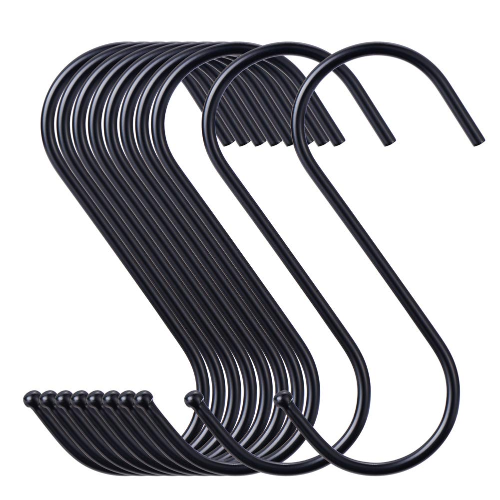 S Hooks, S Shaped Hooks for Hanging , Large S Hangers for Kitchen-30 Pack-Black