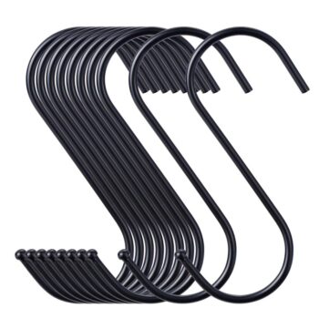 S Hooks, S Shaped Hooks for Hanging , Large S Hangers for Kitchen-30 Pack-Black
