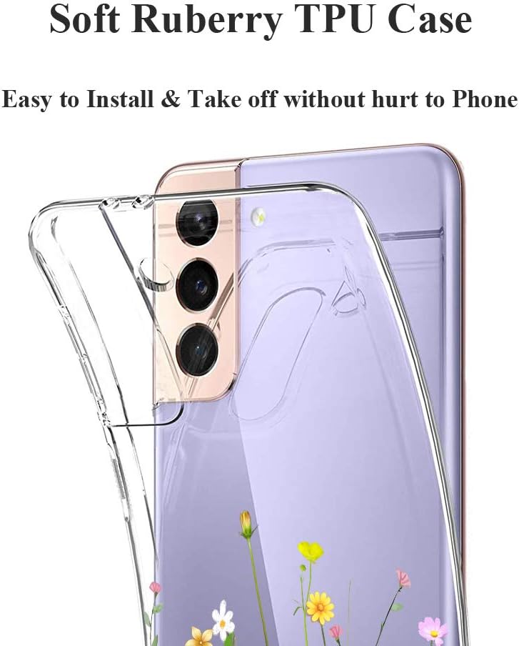 Galaxy S21 Case Clear with Soft TPU Shock Absorption Slim (Flower Bouquet) - Image 4