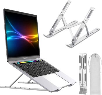 Adjustable Tablet Computer Stand, Aluminum Alloy Folding (Space Silver) 10-15.6"
