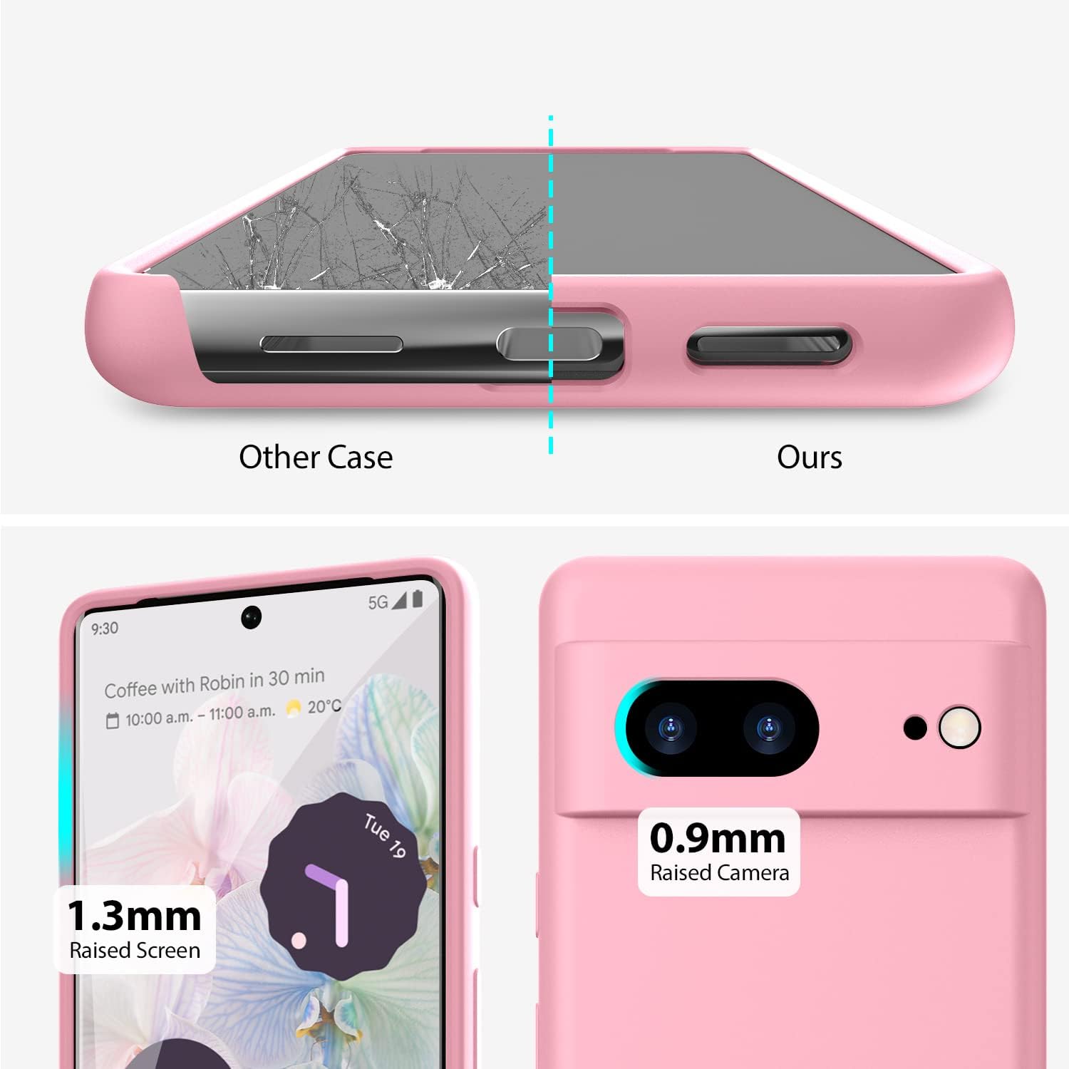 For Google Pixel 7 (2022) Silicone Anti-Scratch Gel Rubber Shockproof - Pink - Image 3