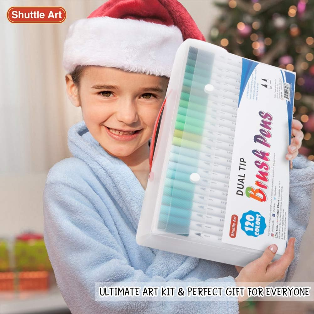120 Colors Dual Tip Brush Art Marker Pens with 1 Coloring Book, Fine and Brush - Image 7