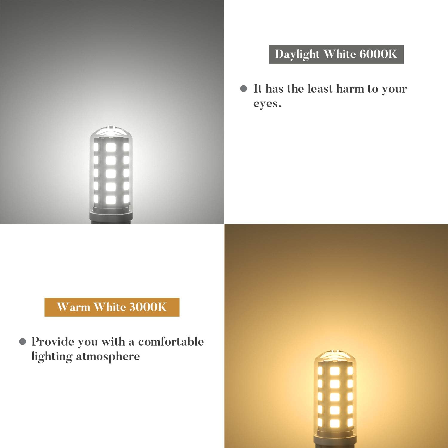 G9 3W LED Light Bulbs, 430LM, Equivalent to 40W Halogen, Daylight White 6000K - Image 4