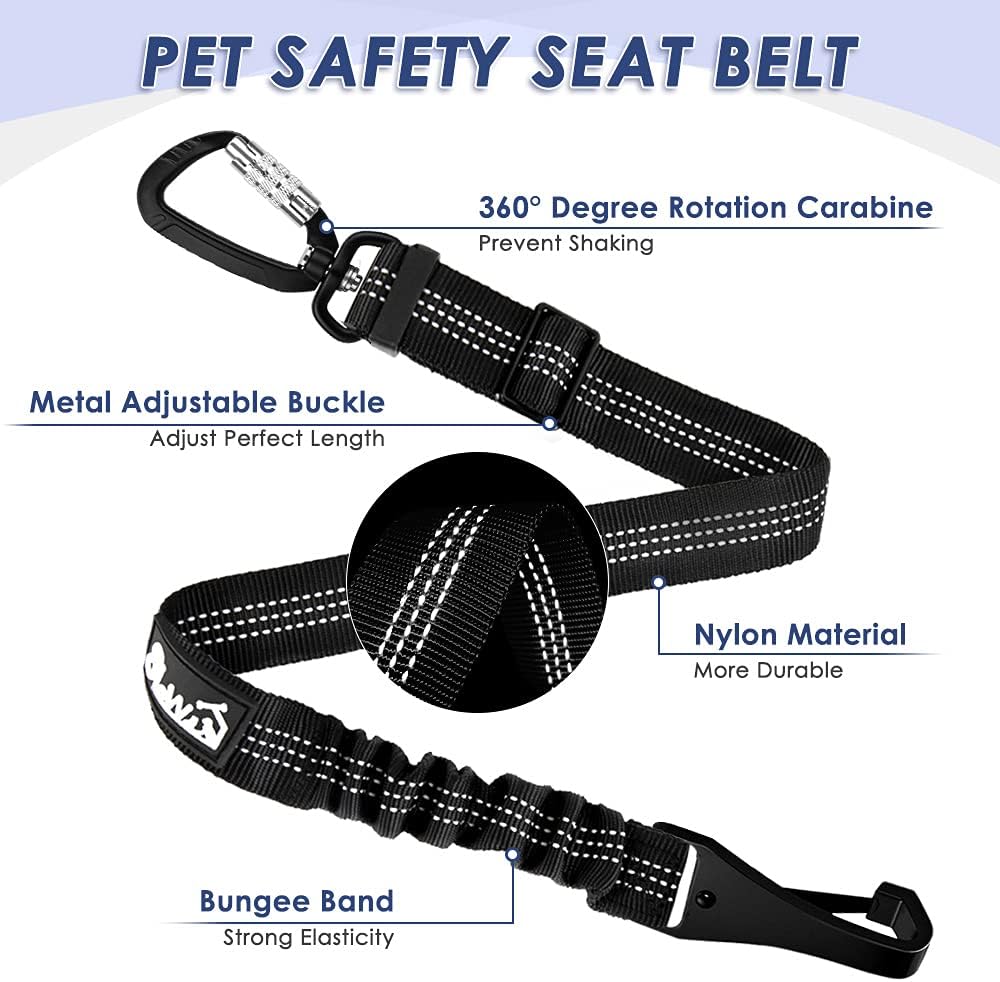 Dog Seatbelt, Pet Car Seat Belt Latch Bar Attachment Lockable Swivel Carabiner - Image 5