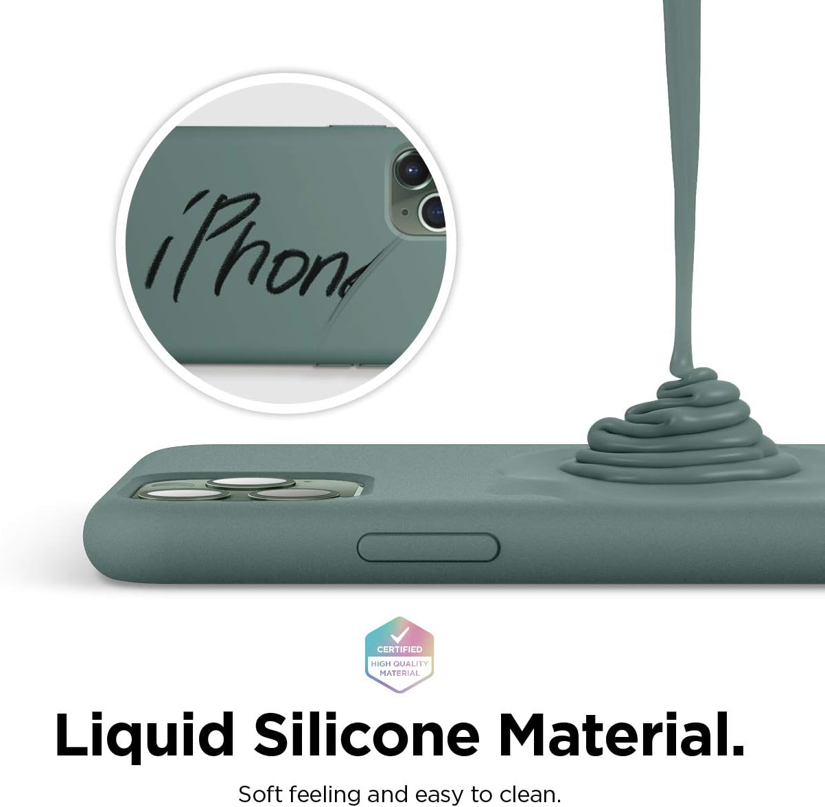 Liquid Silicone Case for iPhone 11 Pro (5.8"), Full Body (Midnight Green) - Image 3