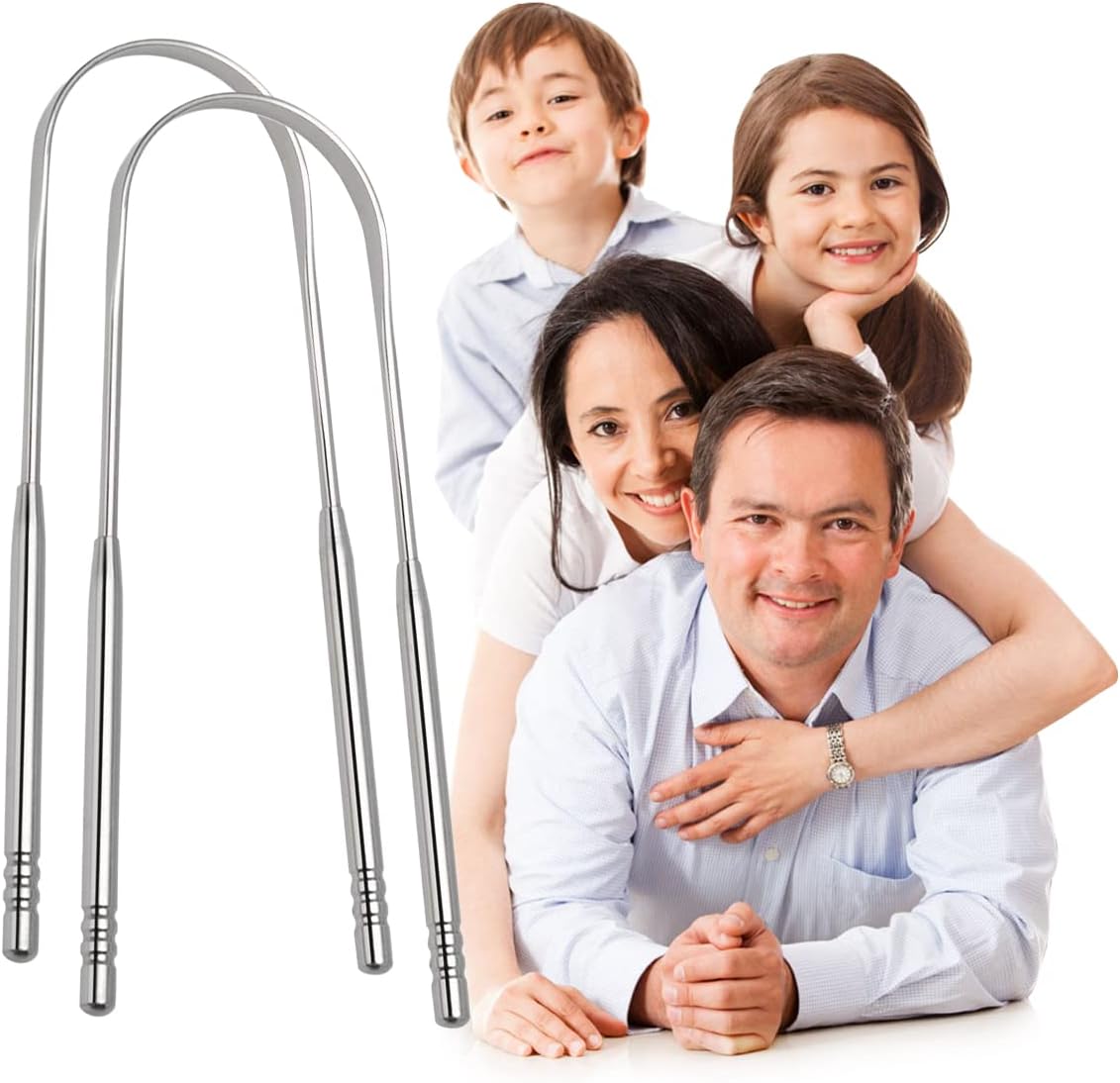 2 Pack Tongue Scrapers, Cure Bad Breath Stainless Steel Tongue Cleaner Metal - Image 9