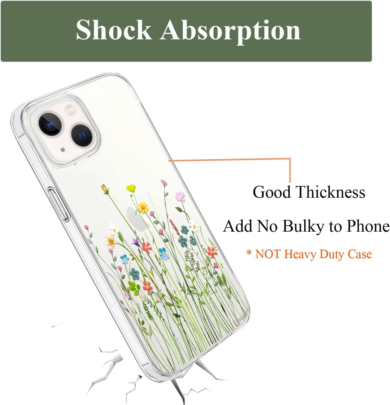 iPhone 14/13 Embossed Floral Pattern Soft TPU Slim Protective 6.1 Inch Case - Image 6