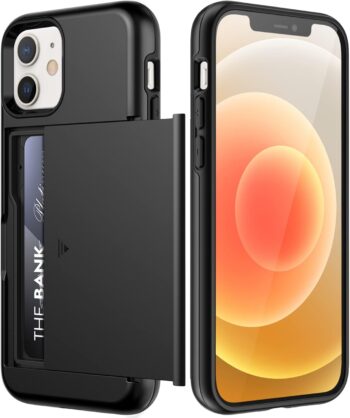 Wallet Shockproof Case for iPhone 12/12 Pro 6.1" with Card Holder (Black)