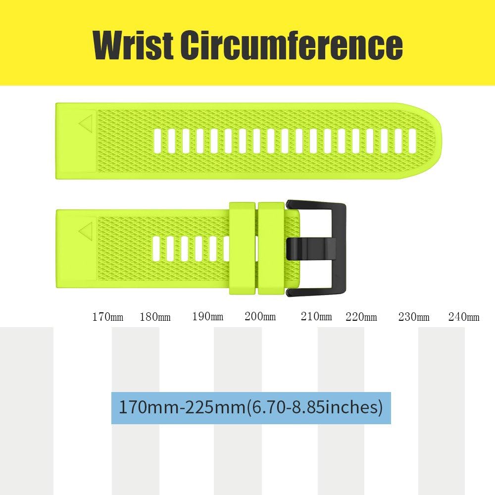 Easy Fit 22mm Width Soft Silicone Watch Bands Strap for Garmin Smartwatch-Green - Image 7
