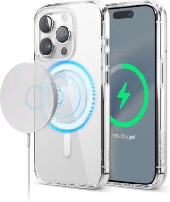 Magnetic Hybrid Clear Case Compatible with iPhone 15 Pro Case - White