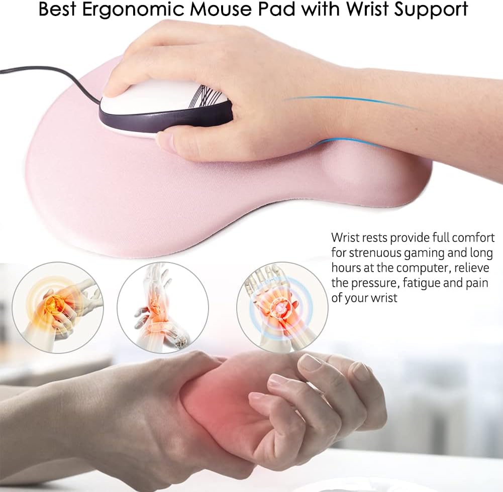 Mouse Pad with Wrist Support for Ergonomic Mousepad Gel Wrist Rest (Pink) - Image 3