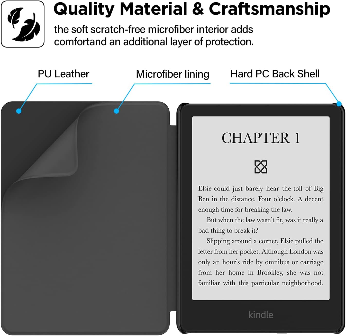 6.8" Kindle Paperwhite (11th Generation- 2021 Release) - PU Leather Case - Image 2