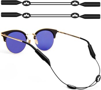 Adjustable Eyewear Retainer2 Pack, 16 inches No Tail Sunglass Straps (Black)