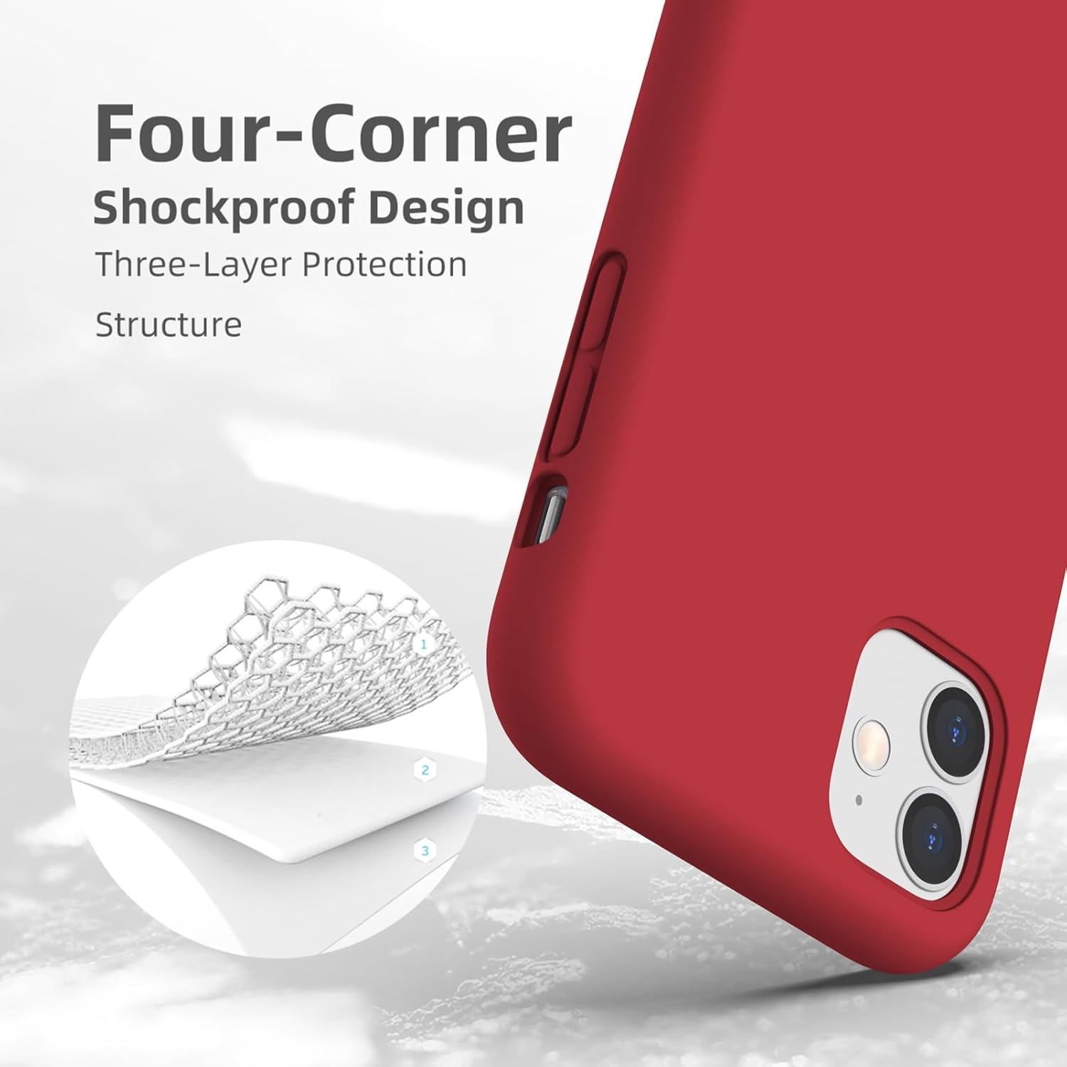 For iPhone 11 Case, Full Covered Thickened Liquid Silicone Gel Rubber - Red - Image 5