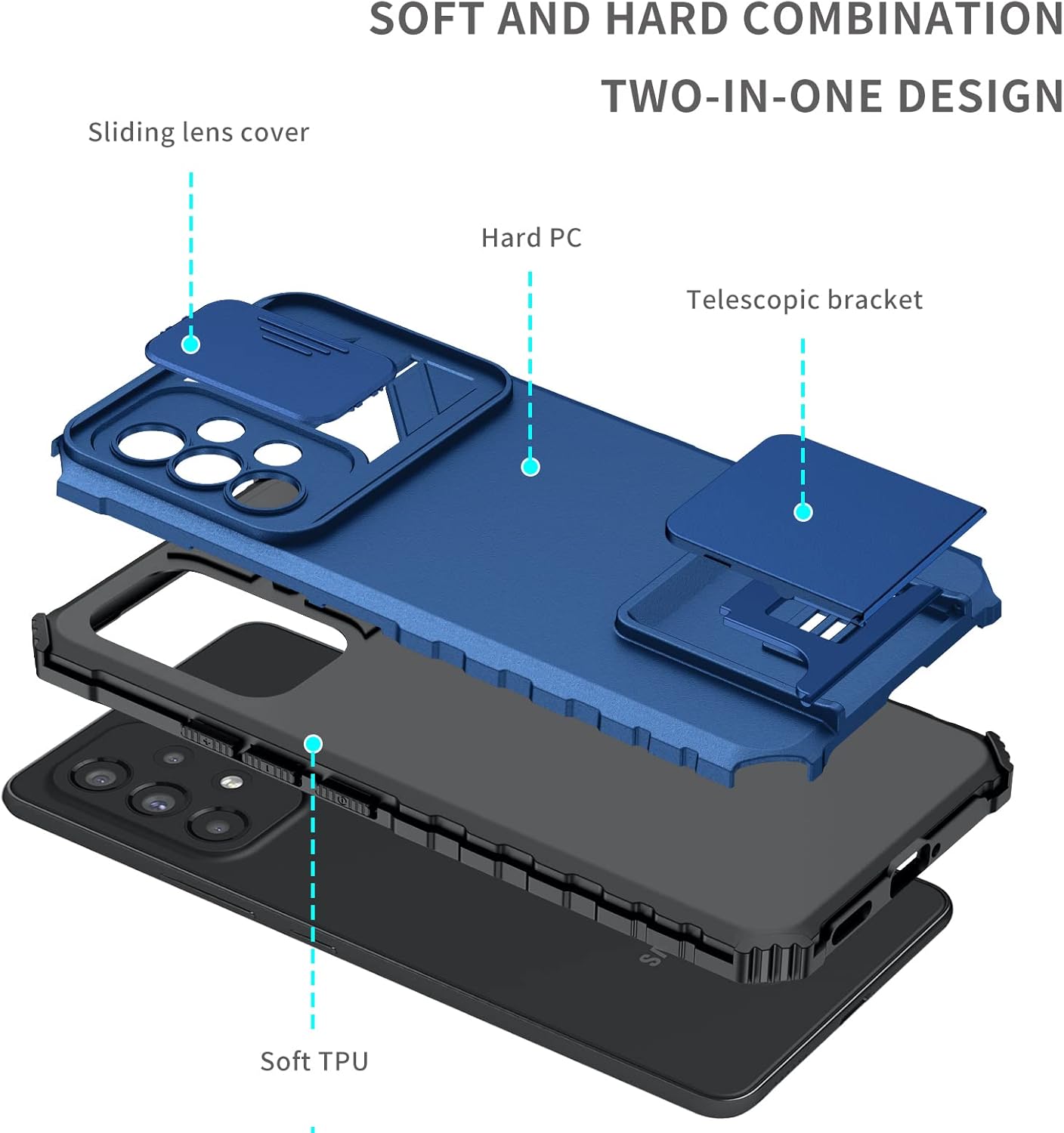 For Samsung Galaxy A23 5G/4G Slim Protective Case w Glass Screen - Blue - Image 7