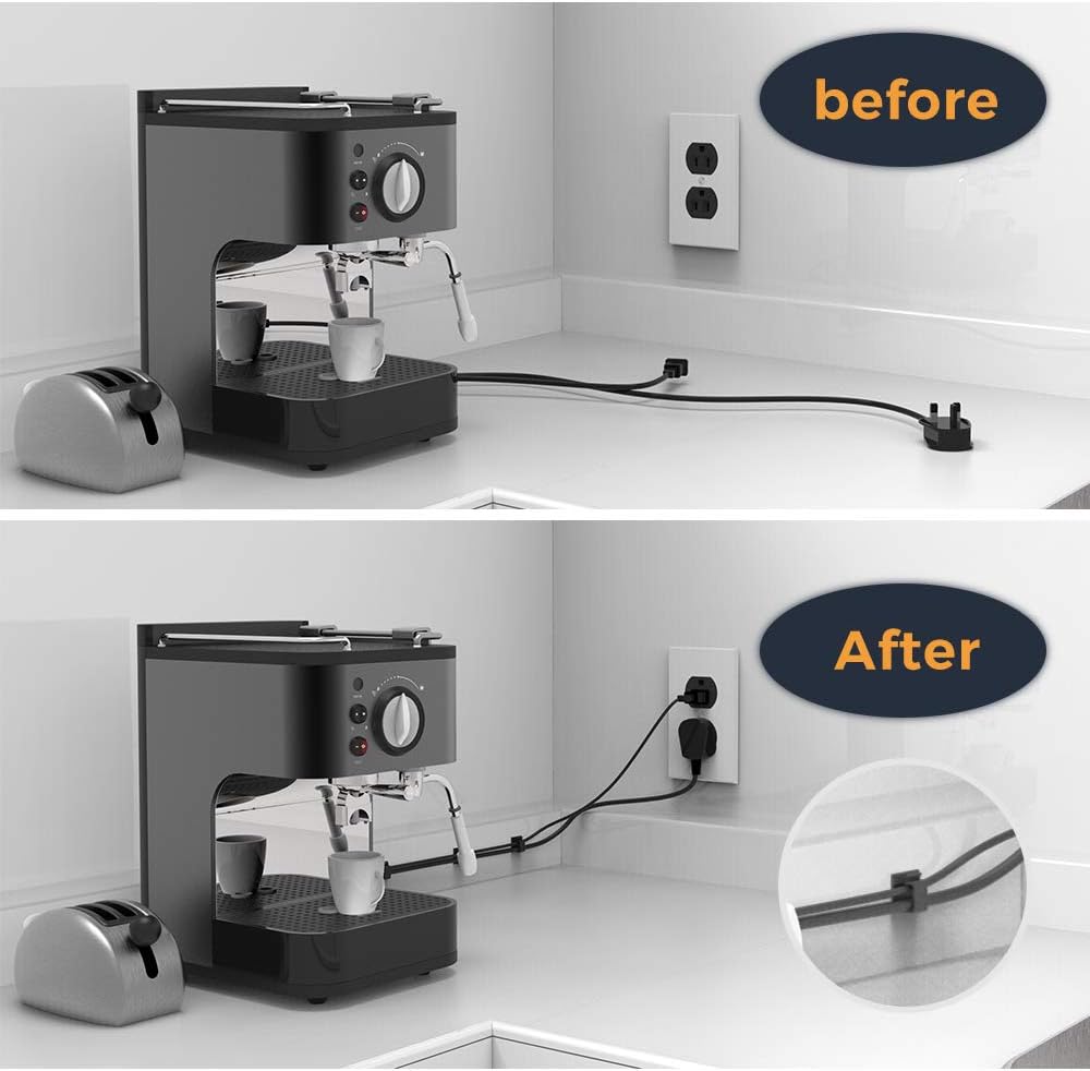 Cable Clips with Strong Self-Adhesive,R Shape Cable Management TV -40 Pcs(Black) - Image 7