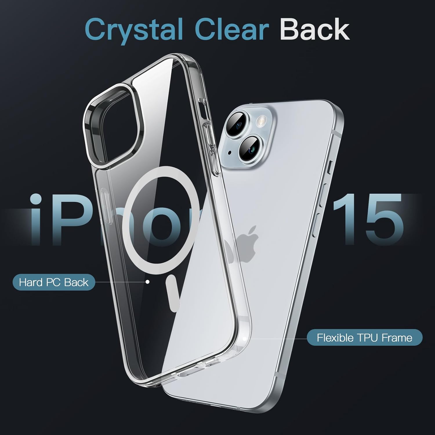 Magnetic Case for iPhone 15 6.1-Inch Compatible with MagSafe Wireless - (Clear) - Image 4