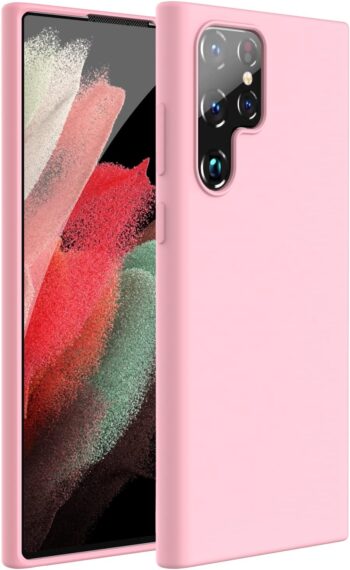 Galaxy S22 Ultra Case 5G Nano Silicone Shockproof Gel Rubber Bumper - Pink