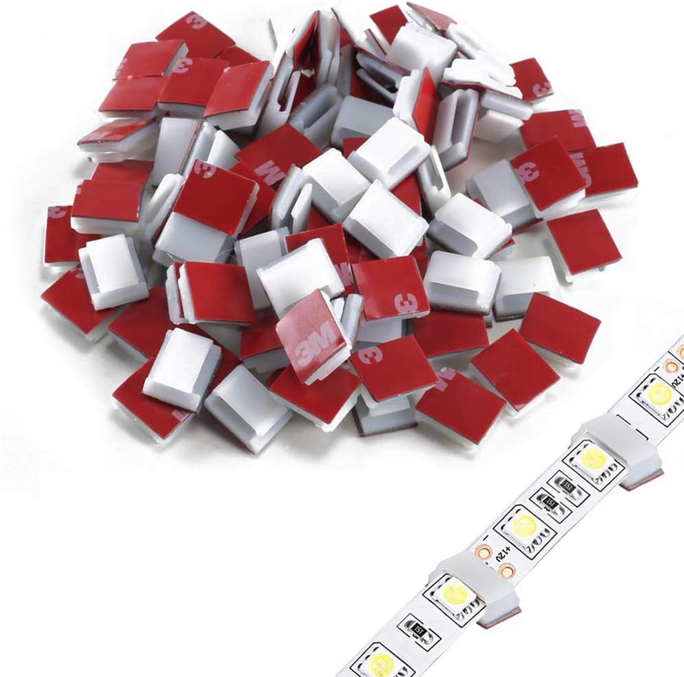 Strip Light Mounting Bracket Clip,Self-Adhesive LED Strips Holder Clamps-100 Pcs - Image 3