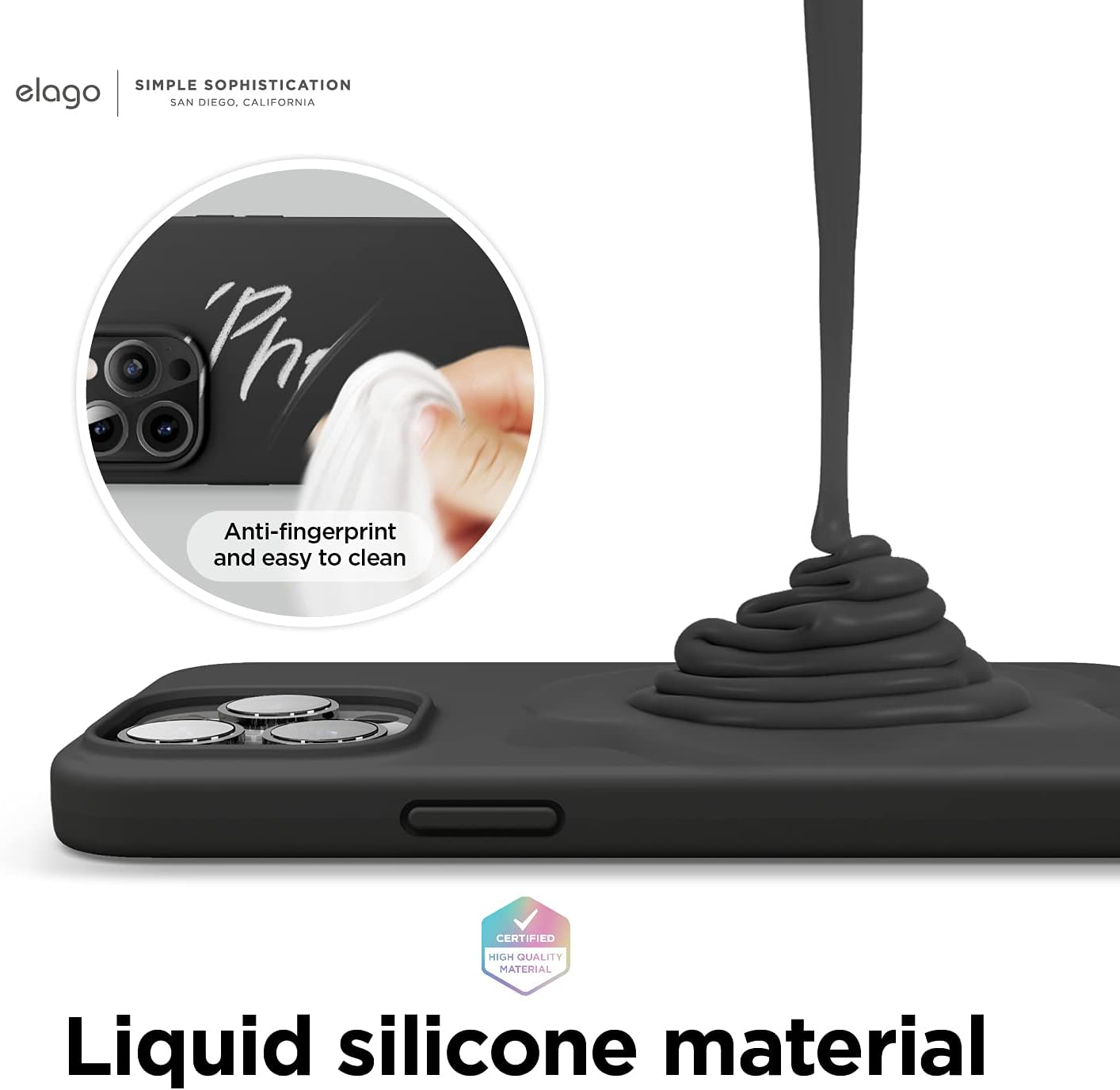 Liquid Silicone Case Compatible with iPhone 13 Pro Case (6.1") (Black) - Image 4