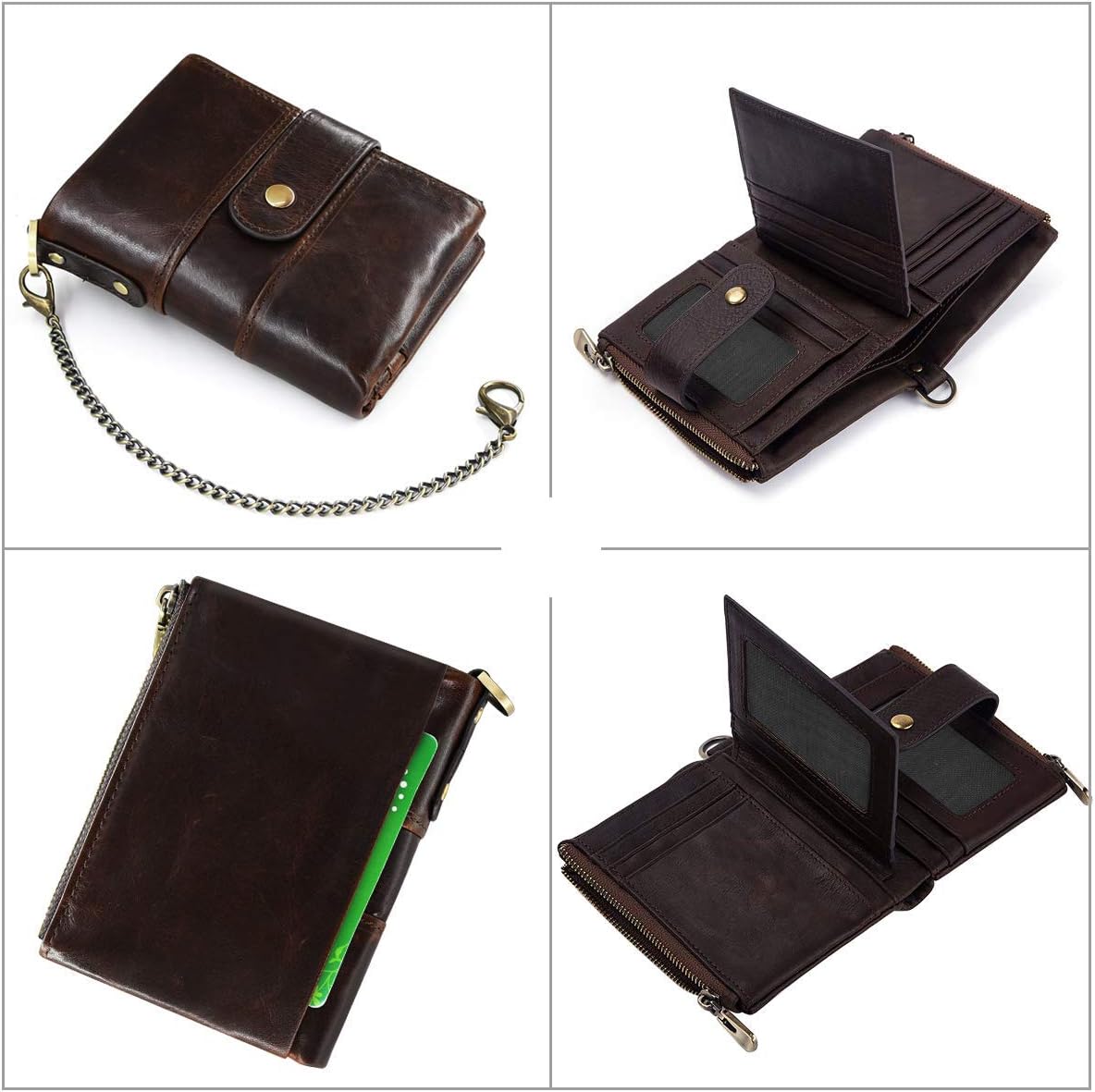 Men Purse Wallet Real Leather Ladies Purses With Chain Multi Purses (12*9*3 cm) - Image 3