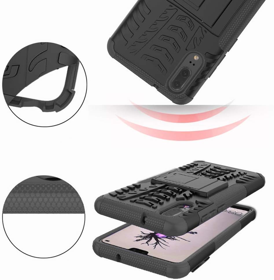 For Huawei P20 Hybrid Heavy Duty Protective Case w Tempered Glass Screen - Image 5
