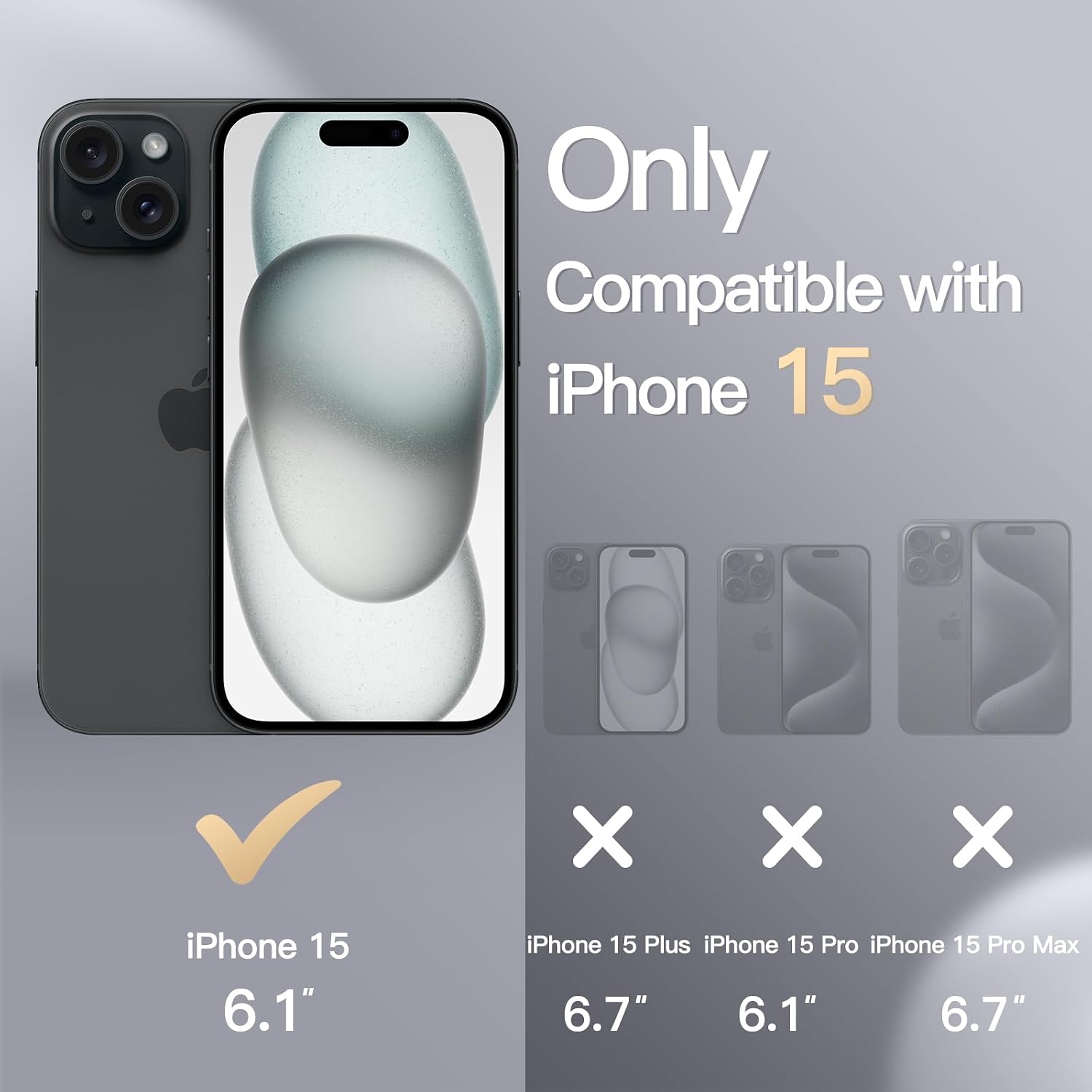 Silicone Case for iPhone 15 6.1", Silky-Soft Touch Full-Body Protective (Black) - Image 2