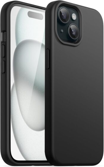 Silicone Case for iPhone 15 6.1", Silky-Soft Touch Full-Body Protective (Black)
