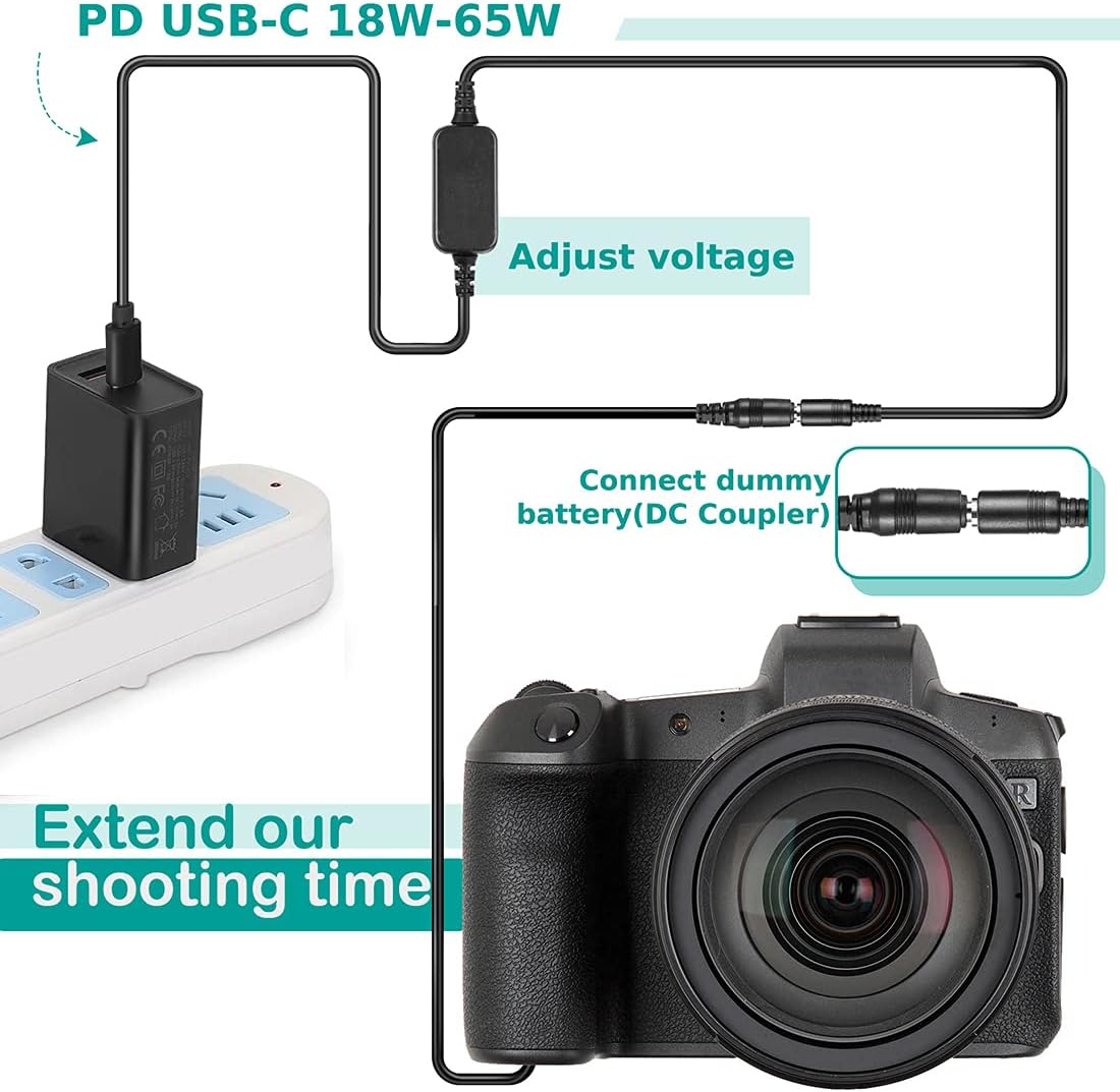 ACK-E6 USB-C Adapter DR-E6 Decoded DC Coupler PD Adapter for Canon EOS 70D/7D - Image 5