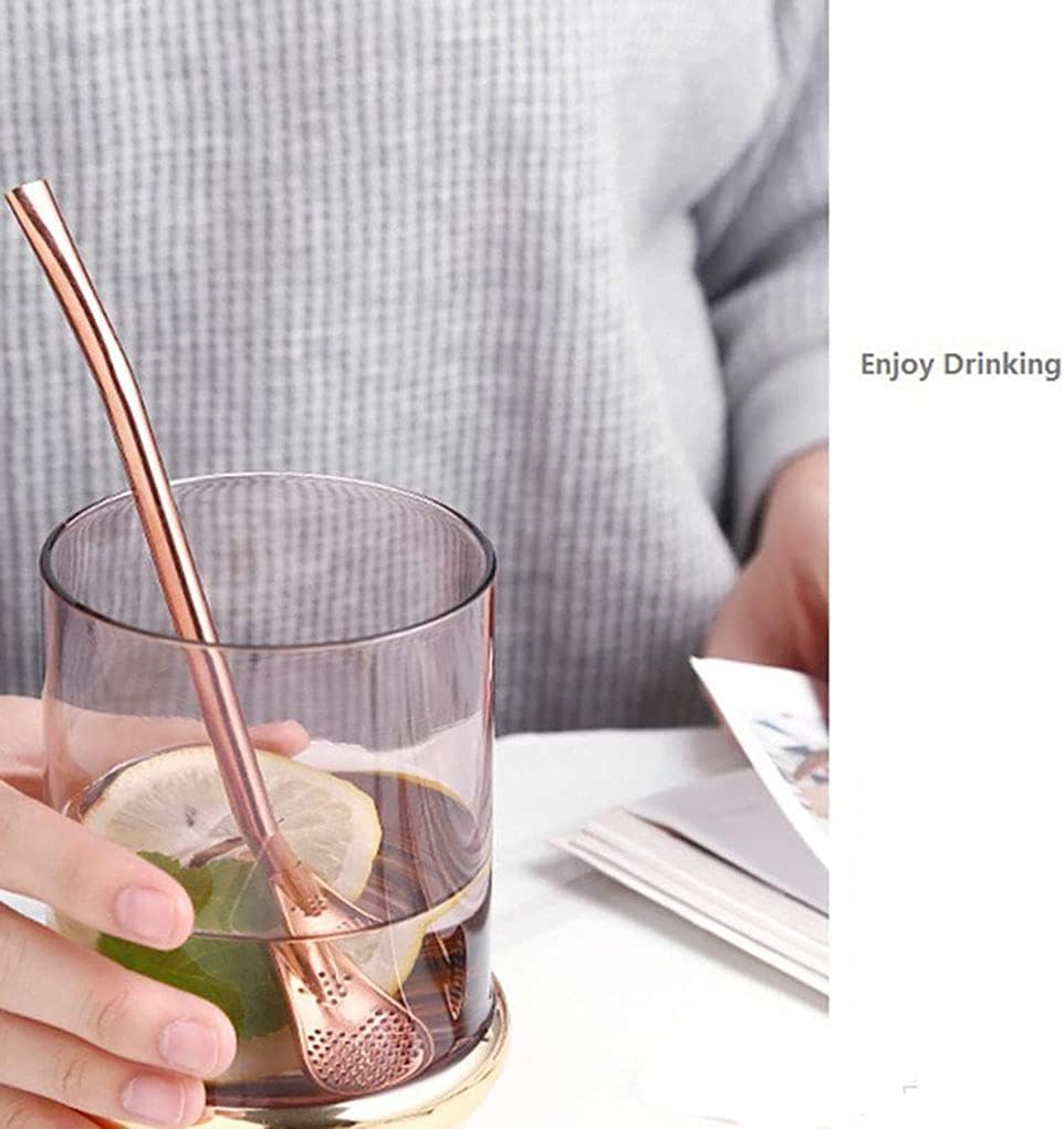 Straw Bundle Reusable Stainless Steel Drinking Straws with Filter Spoon - Image 3