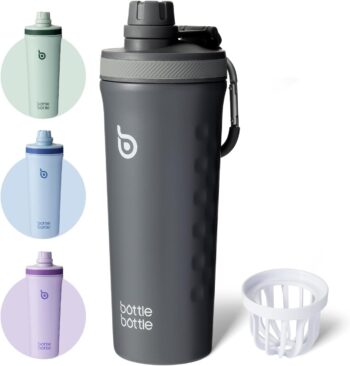 Insulated Protein Shaker Bottle Stainless Steel Blender Water Bottles