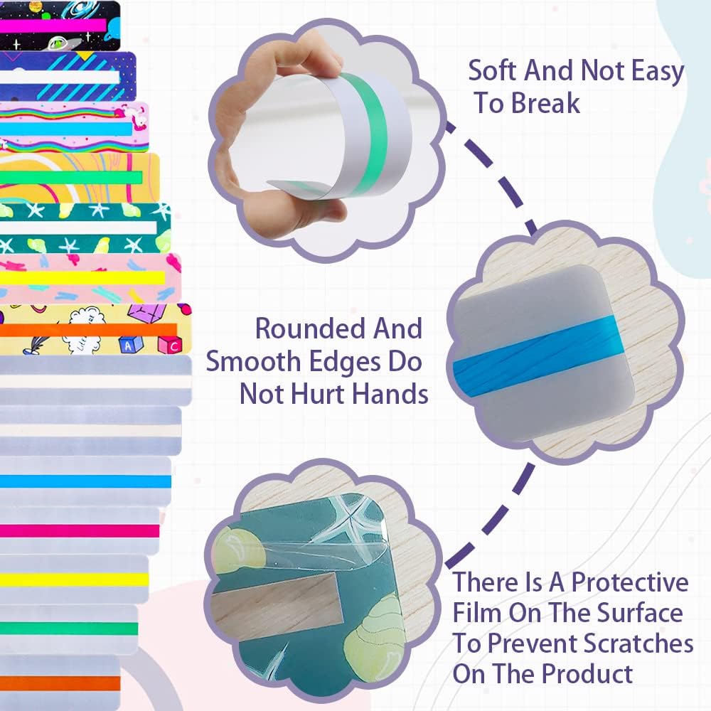 16 Piece Guided Reading Highlight Strips, Colored Overlays Bookmarks - Image 3