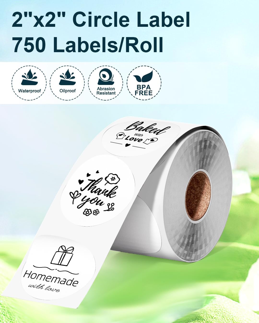White Circle Thermal Direct Shipping Label, 2''x 2'' Roll Labels - 750 Labels - Image 3