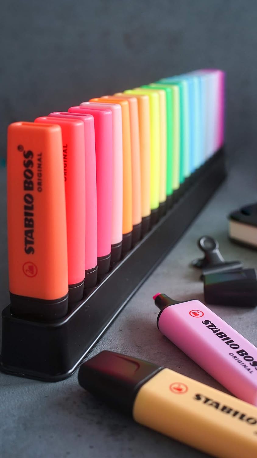 STABILO BOSS ORIGINAL - Deskset of 23 - 9 Fluorescent + 14 Pastel & Neon - Image 7
