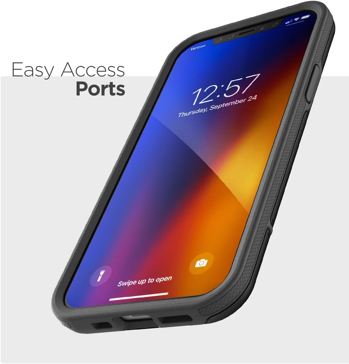 iPhone 12/12 Pro (2020) Heavy Duty Full Body Rugged Cover - Black - Image 2
