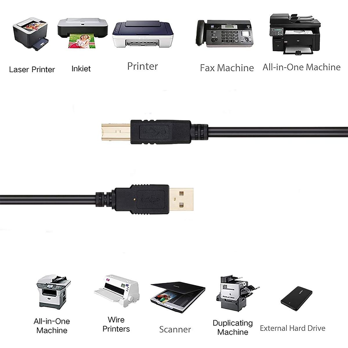 USB Printer Cable to Computer for Epson XP-7100 6100 800 820 830 600 440 970 630 - Image 4