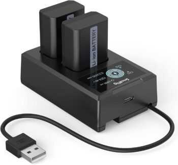 Replacement Camera Batteries & LCD Display Charger Set for Sony ZV-E10