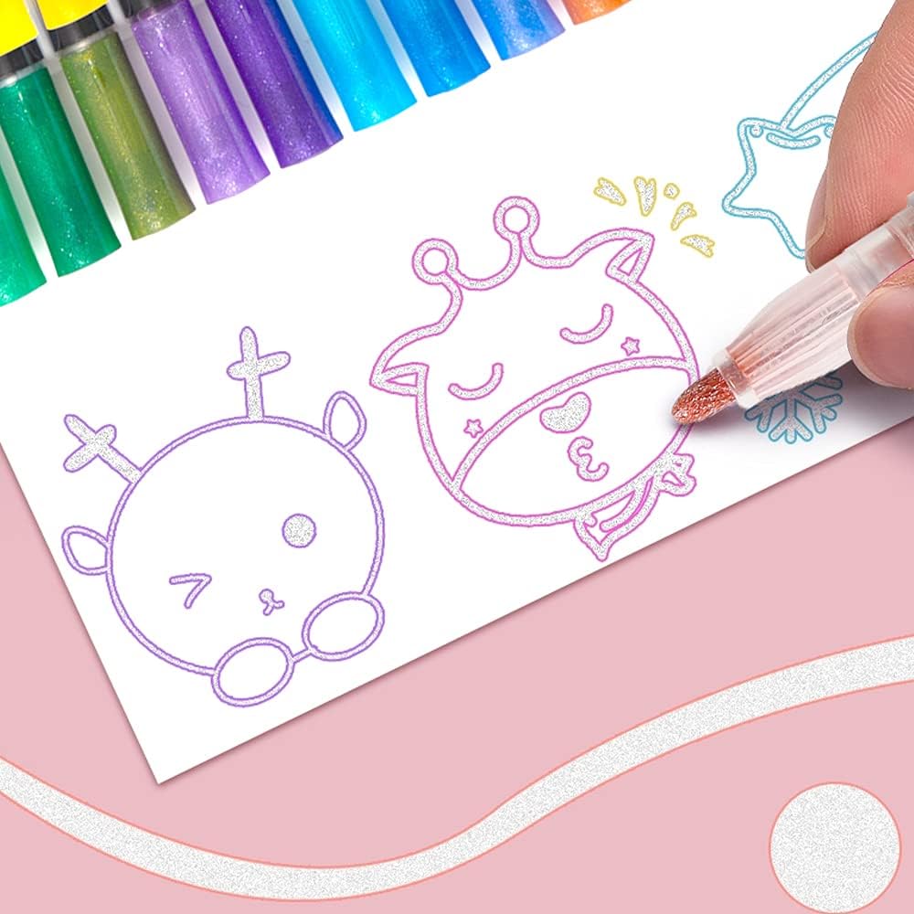Double Line Outline Pens 24 Colors Metallic Marker Pens,Doodle Dazzles Shimmer - Image 4