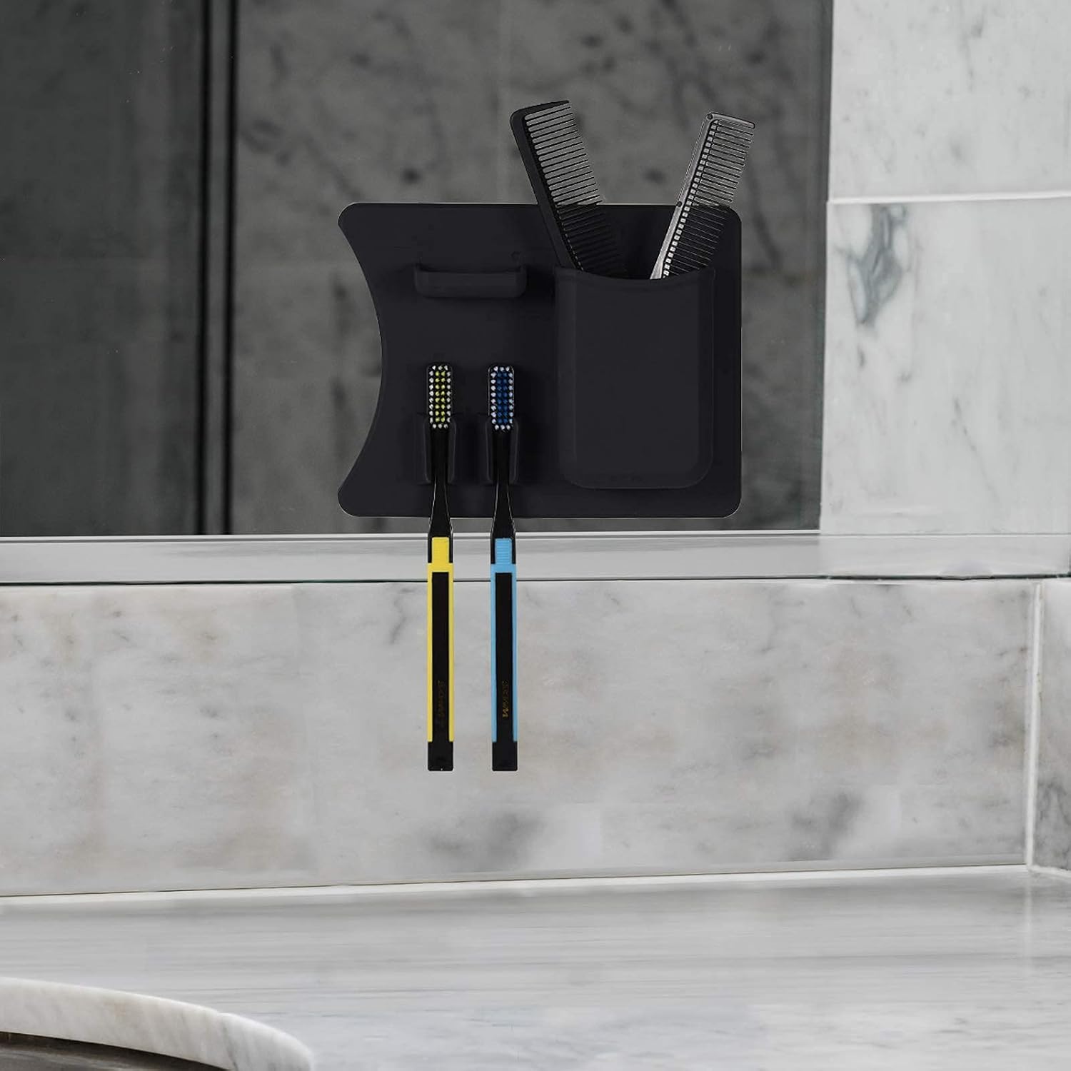 Silicone Toothbrush Holder for Shower Toothbrush Holder Organizer -1pcs -Black - Image 5