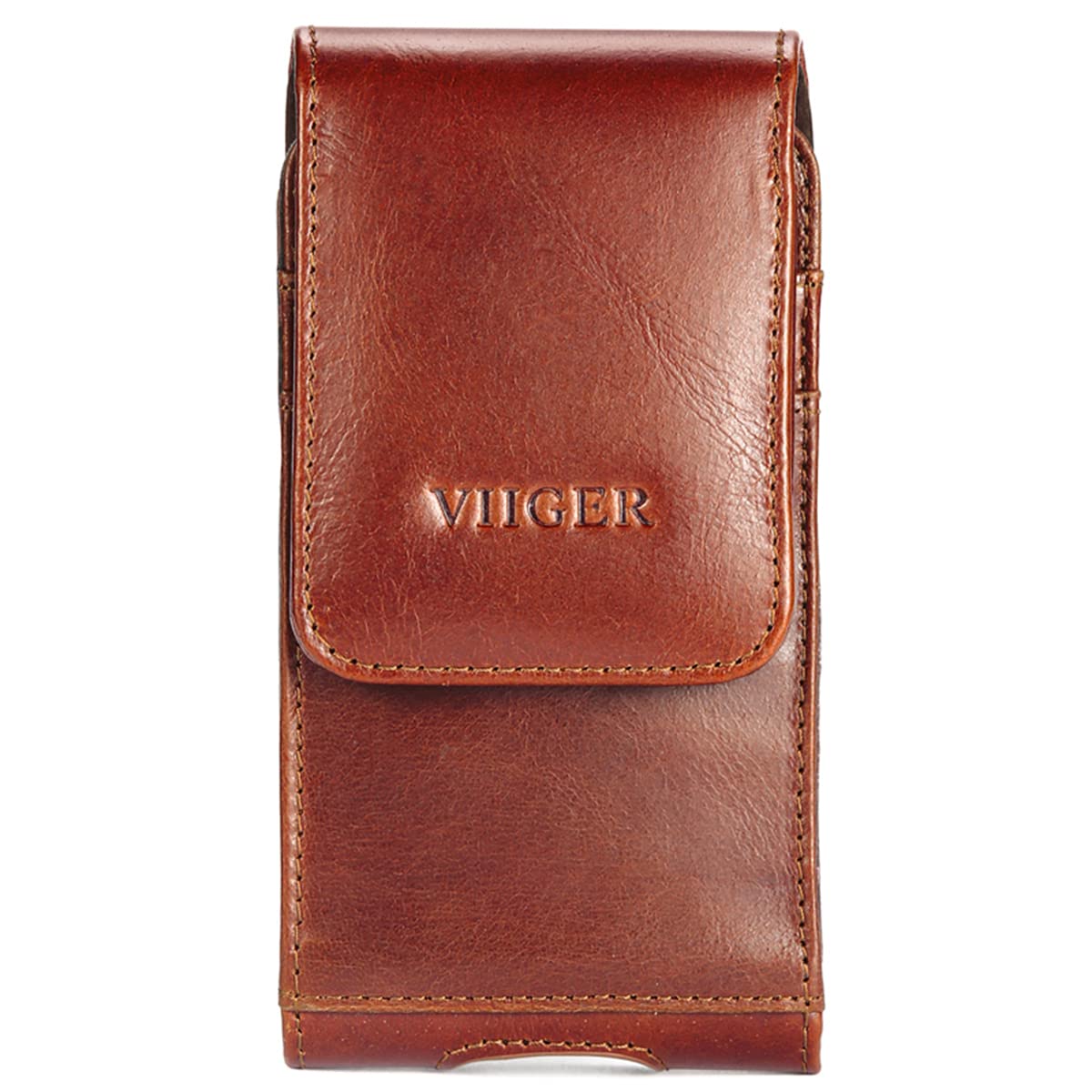 Genuine Leather Cell Phone Holster w/Magnetic Cover Belt Clip Pouch - Image 9