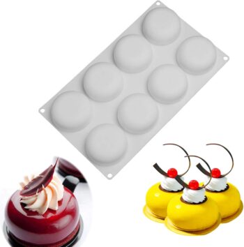Silicone Cake Mold for Baking，8 Holes 3D Stone Round Shape Silicone Mousse Cake