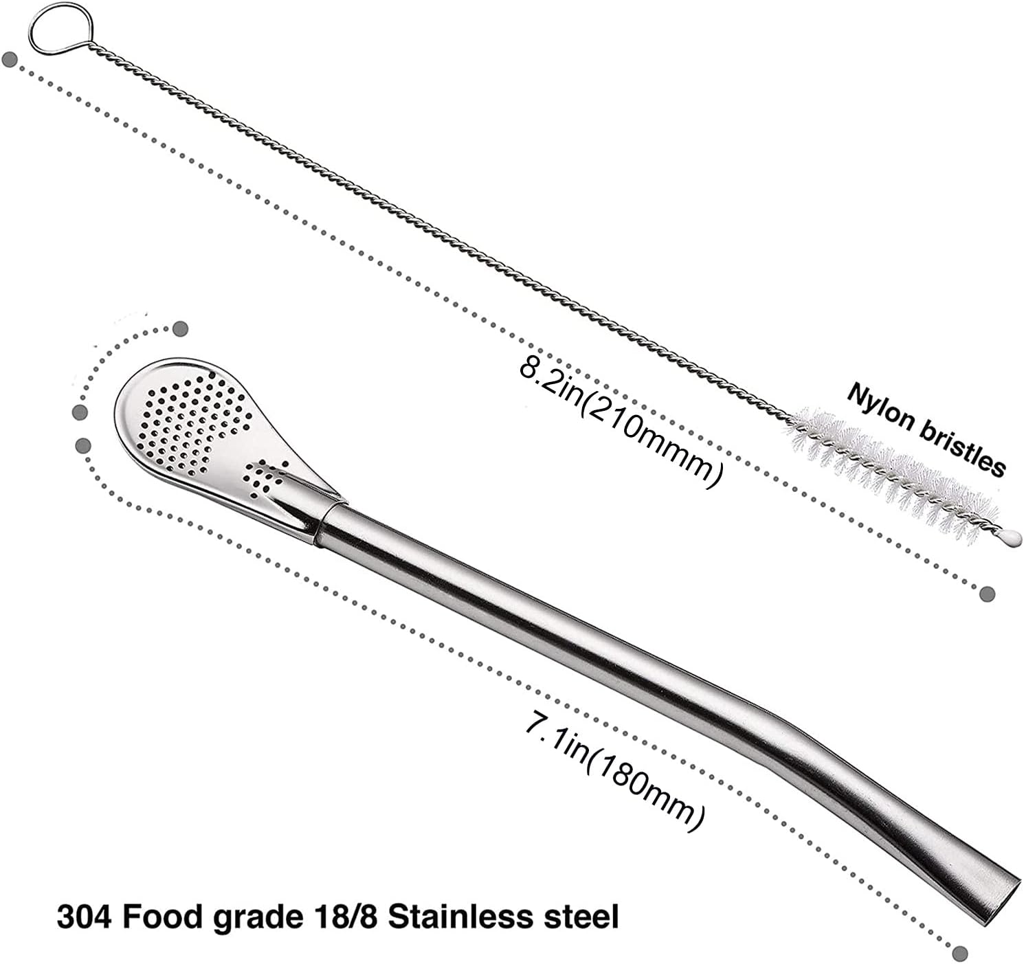 Straw Bundle Reusable Stainless Steel Drinking Straws with Filter Spoon - Image 2