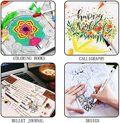 Dual Tip Brush Pens, 56 Colours Brush Tip Drawing Markers with 0.4mm Fineliner - Image 4
