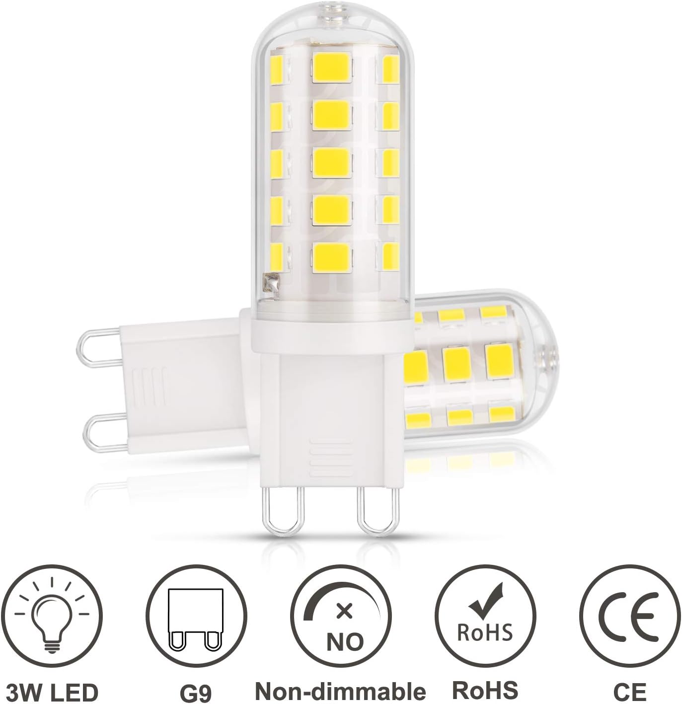 G9 3W LED Light Bulbs, 430LM, Equivalent to 40W Halogen, Daylight White 6000K - Image 6